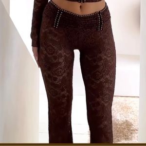 Outcast XL Brown Butterfly Lace Pant